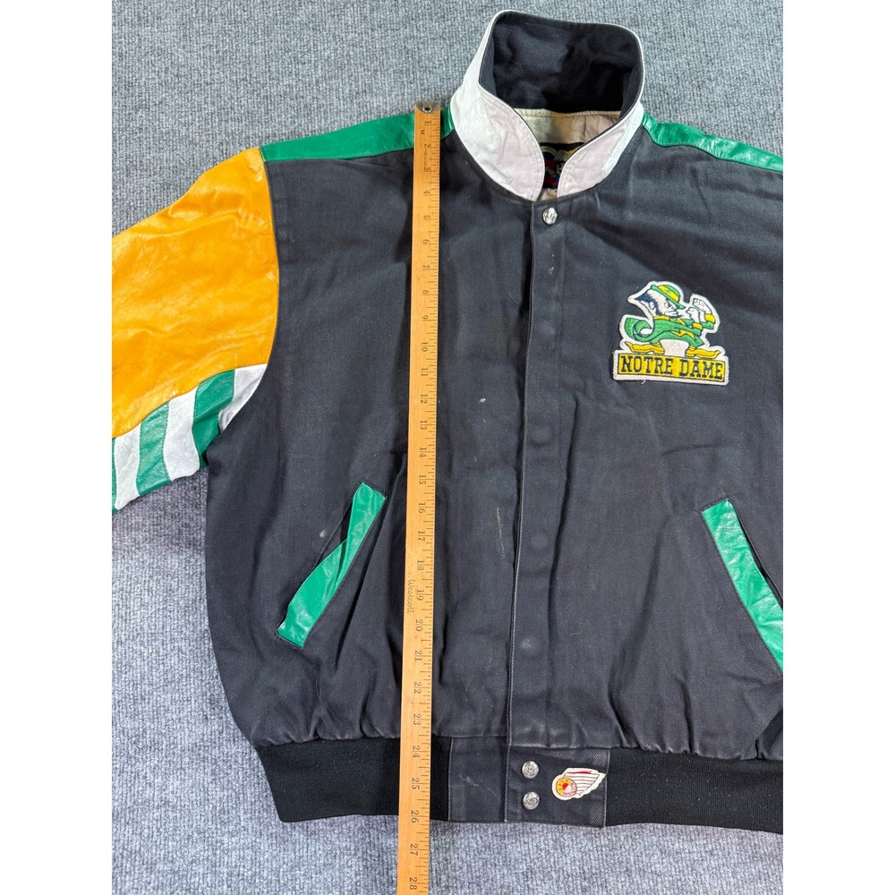 Jeff Hamilton Notre Dame Fighting Irish Varsity Jacket Mens Large Black Leather - Picture 8 of 16